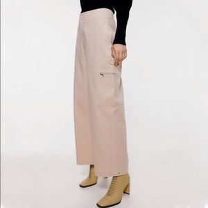Zara Blush Pink Cargo Pocket Wide Leg Trousers